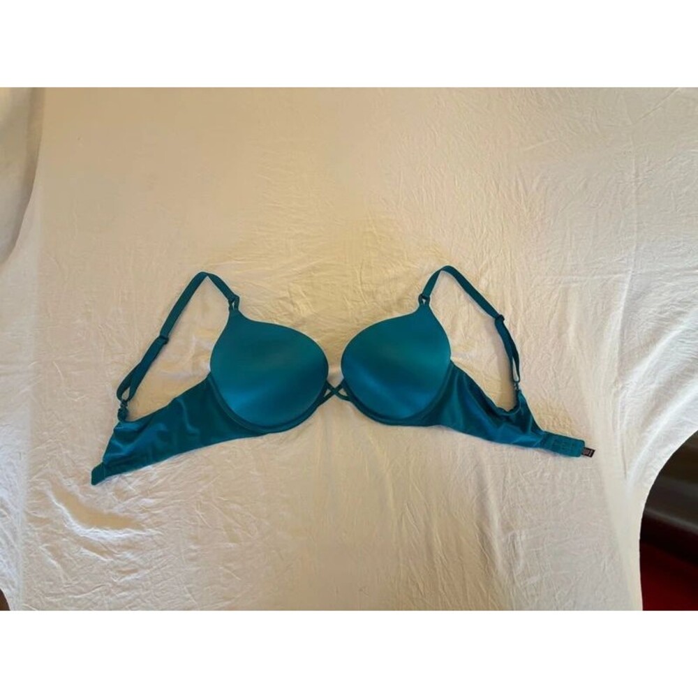 Victoria's Secret Womens Size 36C Teal Bombshell Add 2 Cups Push Up Plunge Bra